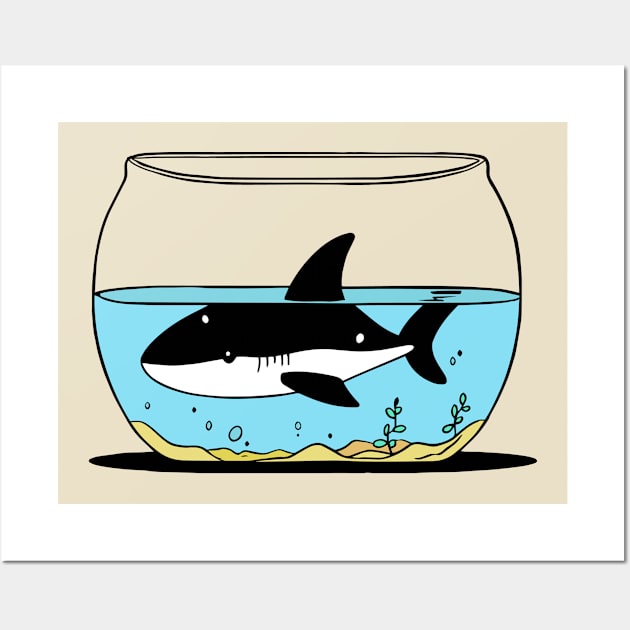 A shark in a fishbowl Wall Art by AO01